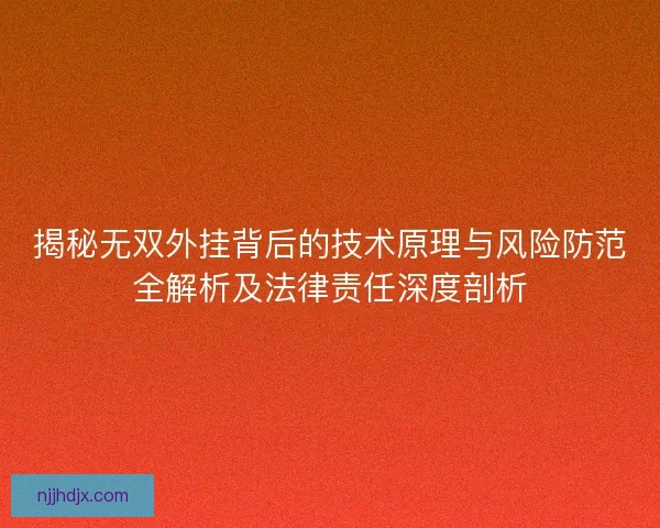 揭秘无双外挂背后的技术原理与风险防范全解析及法律责任深度剖析